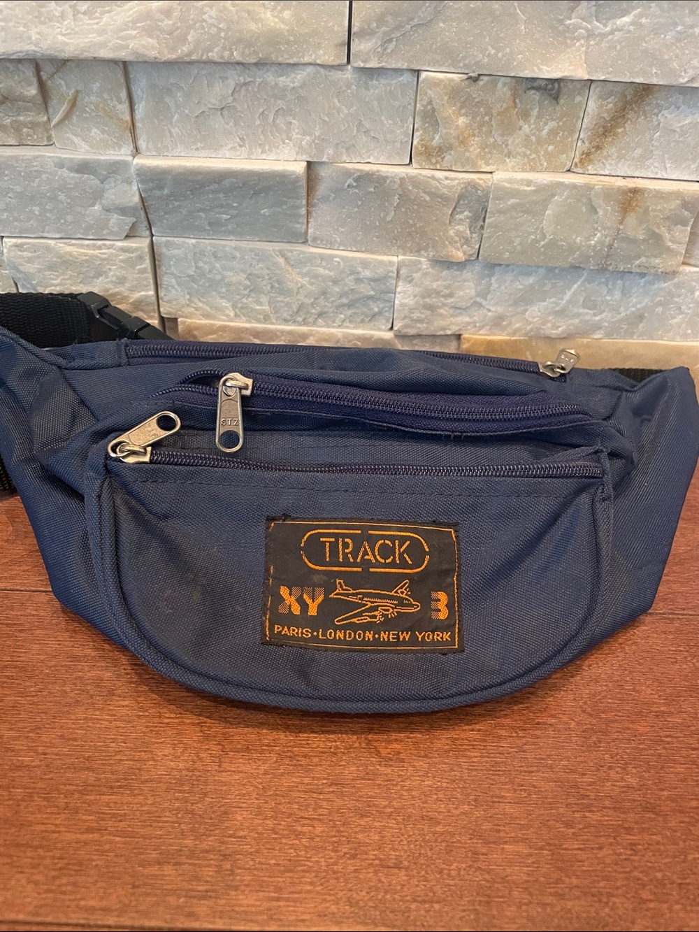 5/$25 Track Navy Blue Belt Bag with Orange Patch